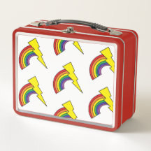 Metal Lunch Box With Rainbows and Lightning Bolts 