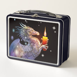 Metal Lunchbox with dragons and candles 