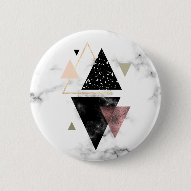 Metal Marble Geometric Design 6 Cm Round Badge (Front)