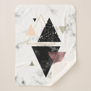 Metal Marble Geometric Design Sherpa Blanket