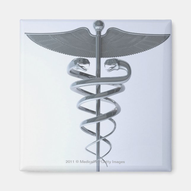 Metal medical caduceus magnet (Front)