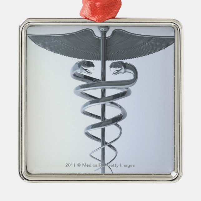 Metal medical caduceus tree decoration (Front)