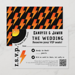 Metal Music Flame Vinyl Record Album Cover RSVP Card
