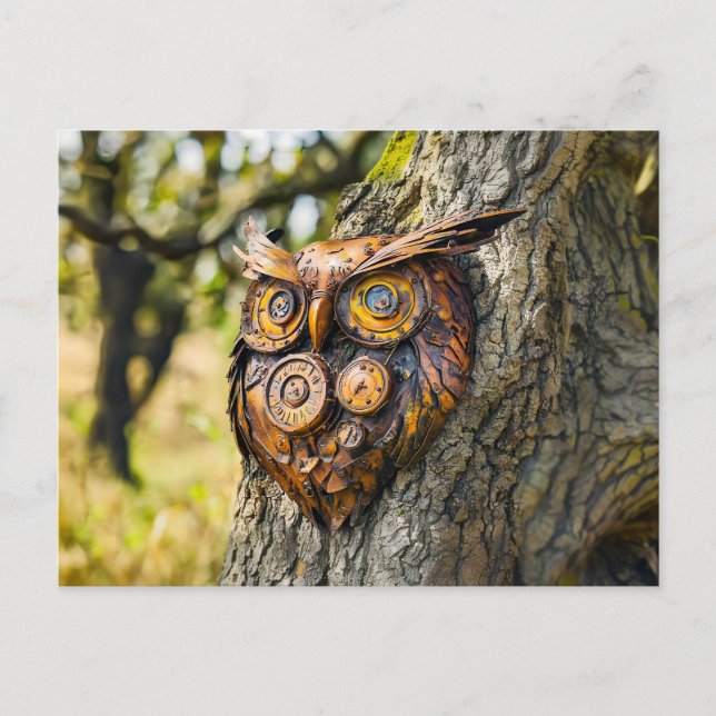 Metal Owl Garden Sculpture Postcard (Front)
