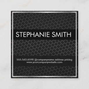 Metal Pattern Silver Border Square Business Card