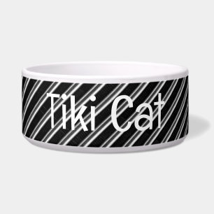 Metal Pipes Pet Bowl with TIKI CAT Text