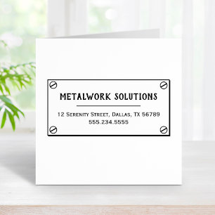 Metal Plate with Screws Business Address Rubber Stamp