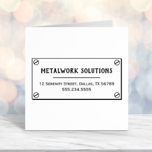 Metal Plate with Screws Business Address Self-inking Stamp