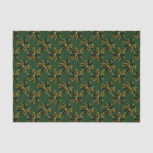 Metal Poinsettia Flowers-12-Green-Gold-TISSUE WRAP Tissue Paper