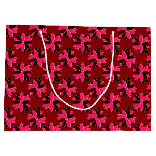 Metal Poinsettia Flowers-15-Pink-Red-GIFT BAG L