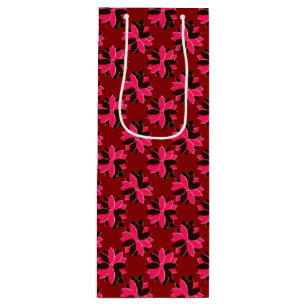 Metal Poinsettia Flowers-15-Pink-Red-WINE GIFT BAG