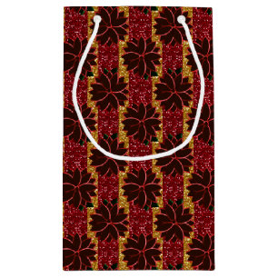Metal Poinsettia Flowers-19-Red-Gold-GIFT BAG S