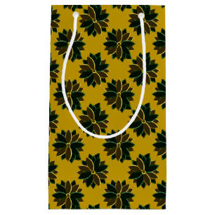Metal Poinsettia Flowers-3-Green-Gold-GIFT BAG S