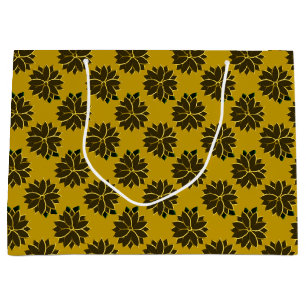 Metal Poinsettia Flowers-5-Gold-GIFT BAG L
