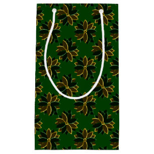 Metal Poinsettia Flowers-8-Green-Gold-GIFT BAG S