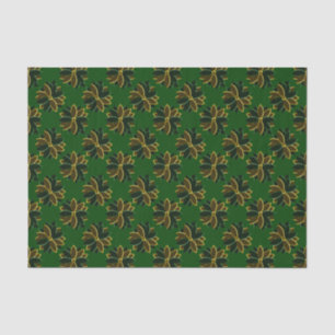 Metal Poinsettia Flowers-8-Green-Gold-TISSUE WRAP Tissue Paper