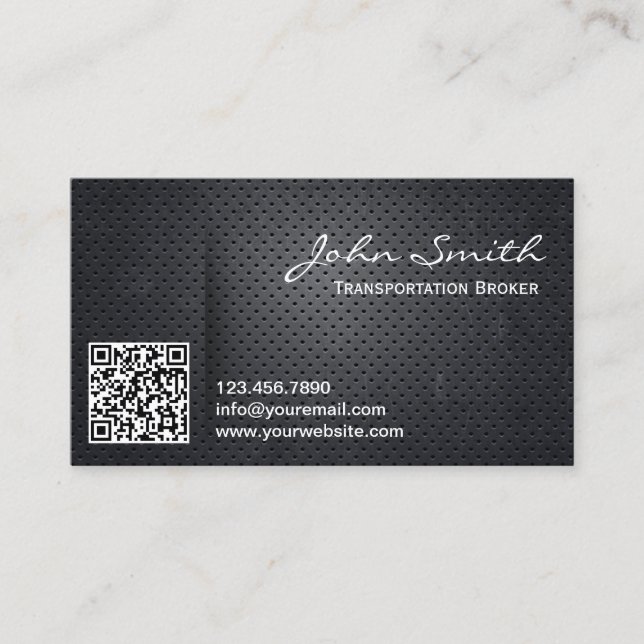 Metal QR Code Transportation Broker Business Card (Front)