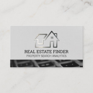 Metal Real Estate Logo Keyboard Business Card