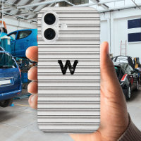 Metal Ridge Effect Monogrammed Grey