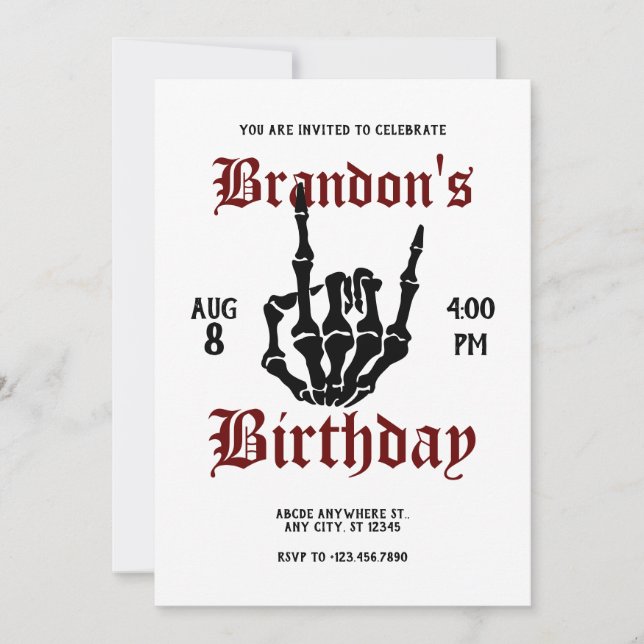 Metal Rock Birthday Invitation (Front)