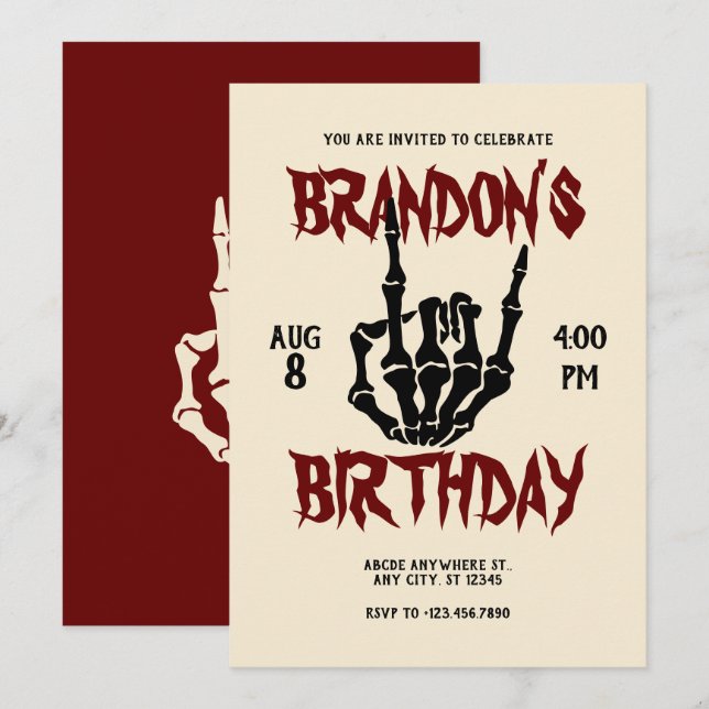 Metal Rock Birthday Invitation (Front/Back)