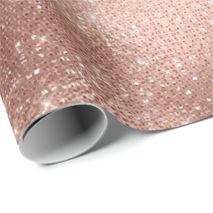 Metal Rose Blush Skinny Spark Delicate Bridal 16th Wrapping Paper