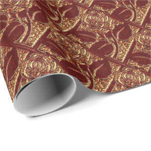 Metal Roses-04-Brick Red-Gift Wrapping Paper