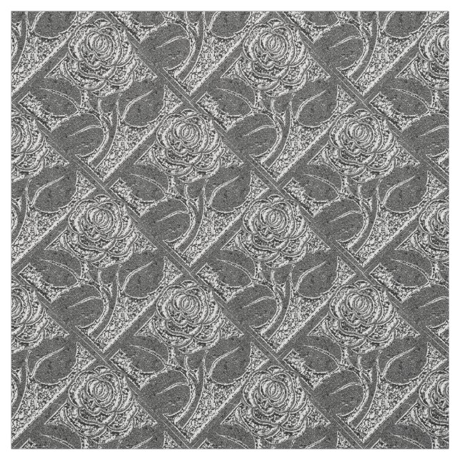 Metal Roses 05, Silver-Fabric Fabric (Swatch)