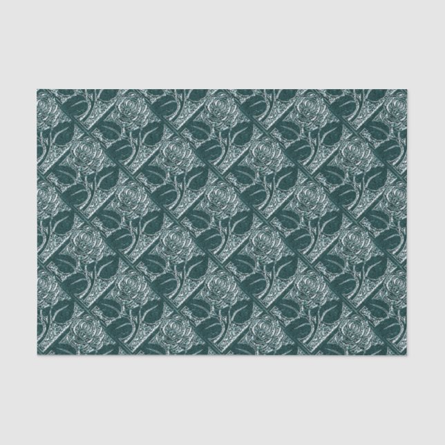 Metal Roses-21-Teal-Tissue Wrap Paper (Front)