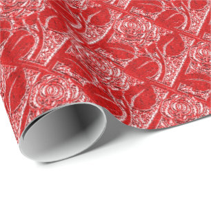 Metal Roses-24-Red-Gift Wrapping Paper