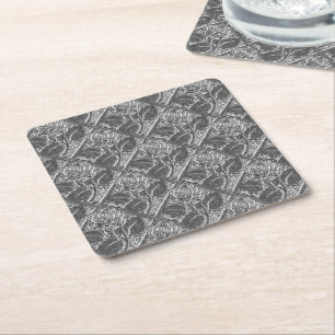 Metal Roses-5-Silver-Coaster Set Square Paper Coaster