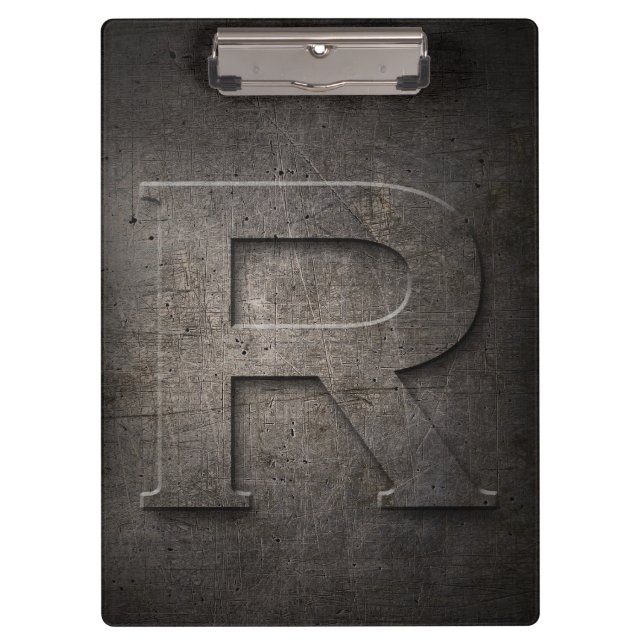 Metal Rustic R Monogram Clipboard (Front)