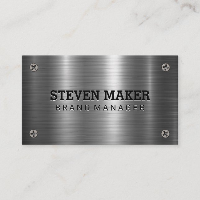 Metal Screws | Metallic Aluminium Business Card (Front)