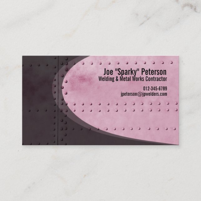 Metal Sheet Rivets Red Business Card (Front)