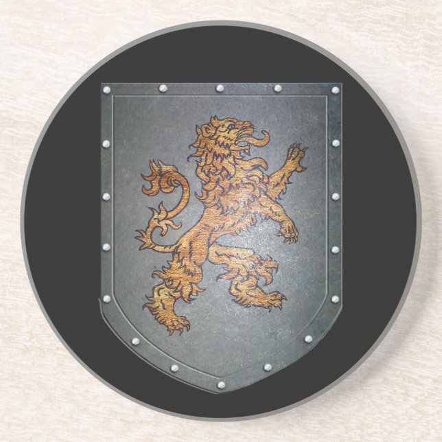 Metal Shield Mediaeval Lion Coaster (Front)