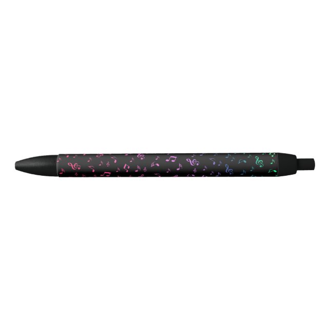 metal, shiny, pattern, music, note, elegan black ink pen (Front)