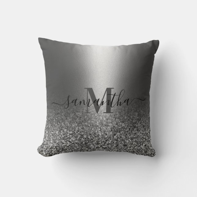 Metal Silver Glitter Cushion (Front)