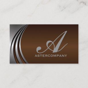 Metal silver grey chocola brown, monogram business card