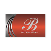 Metal silver grey red-orange eye-catching monogram