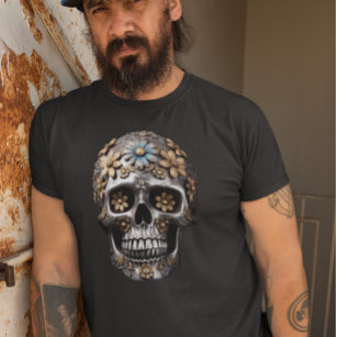 Metal skull with Flowers T-Shirt