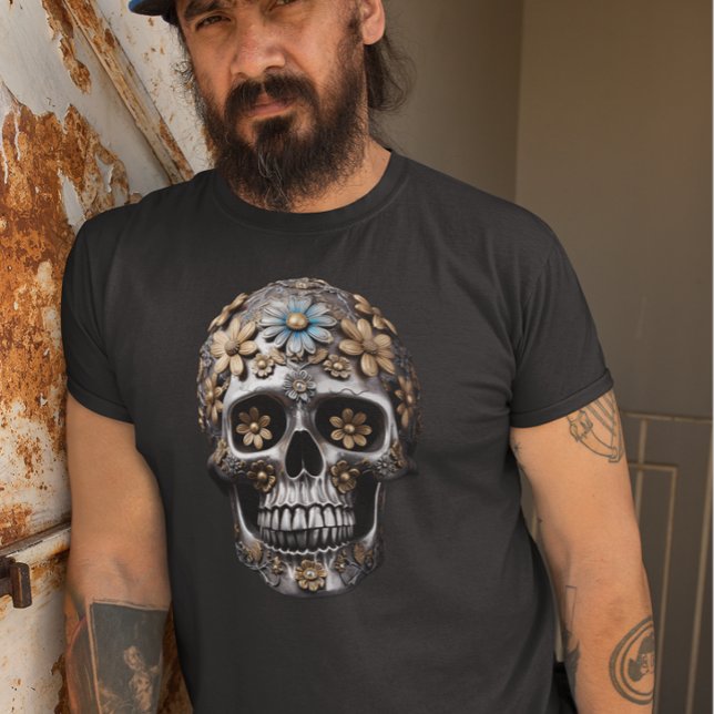 Metal skull with Flowers T-Shirt (Creator Uploaded)