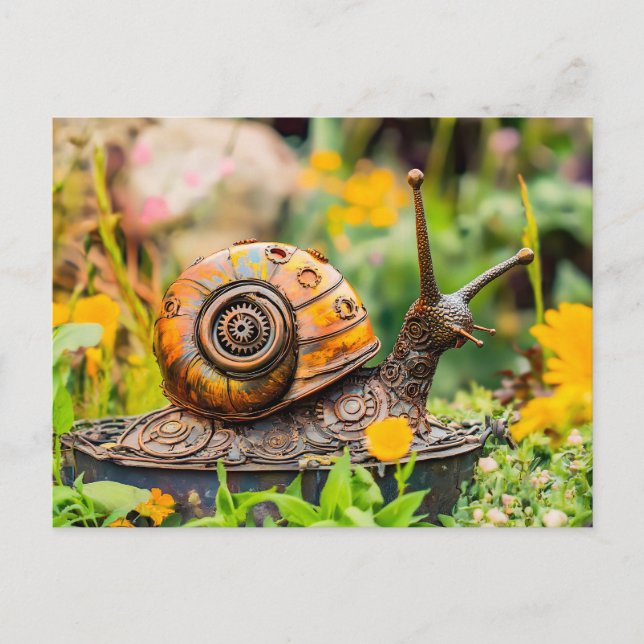Metal Snail Garden Ornament Postcard (Front)