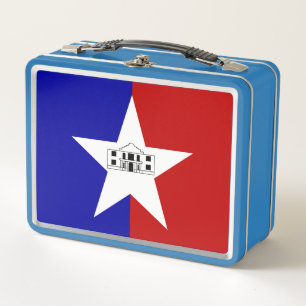 Metal Stainless Lunchbox - flag of San Antonio
