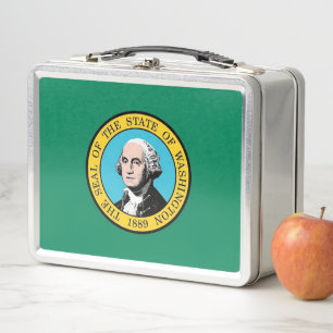 Metal Stainless Lunchbox - Washington State flag