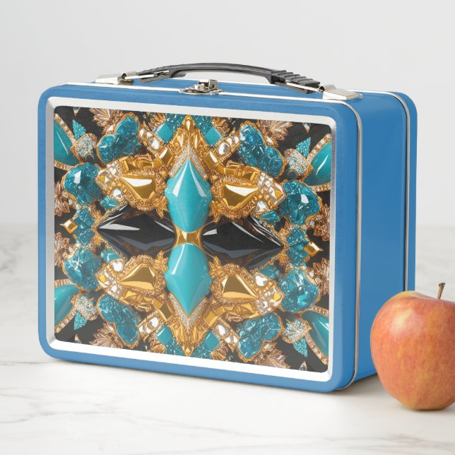 Metal Stainless Lunchbox with Bahamas Colours (In Situ)