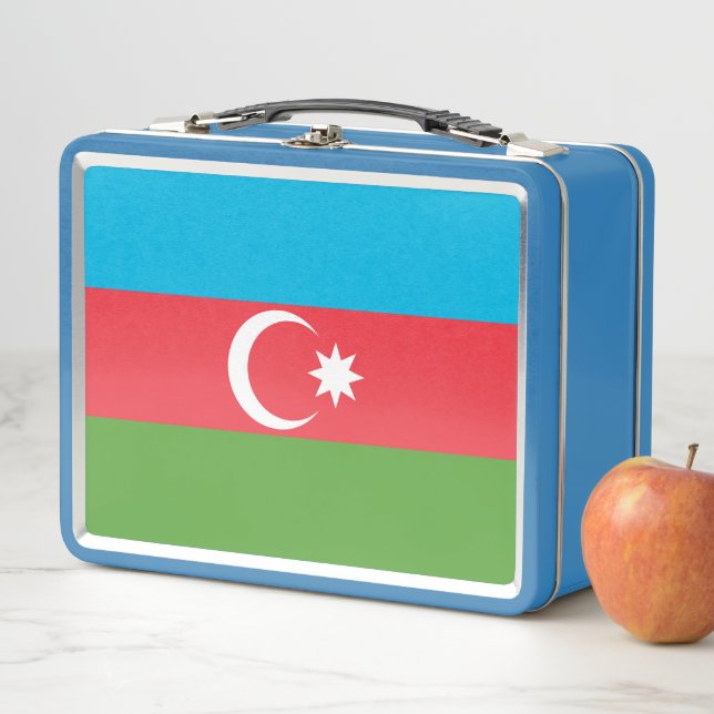 Metal Stainless Lunchbox with flag of Azerbaijan (In Situ)