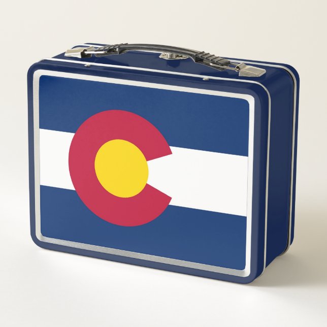 Metal Stainless Lunchbox with flag of Colorado (Back)