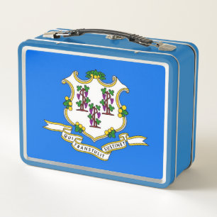 Metal Stainless Lunchbox with flag of Connecticut