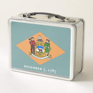 Metal Stainless Lunchbox with flag of Delaware