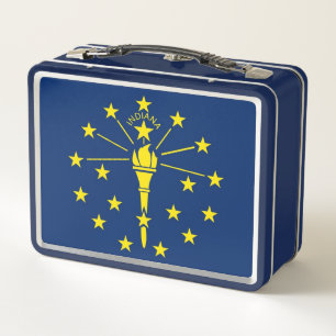 Metal Stainless Lunchbox with flag of Indiana